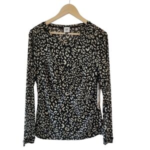 NEW Cabi Black White Skin Print Sweatheart Top M Y2K Whimsygoth Fairy Long Sleev